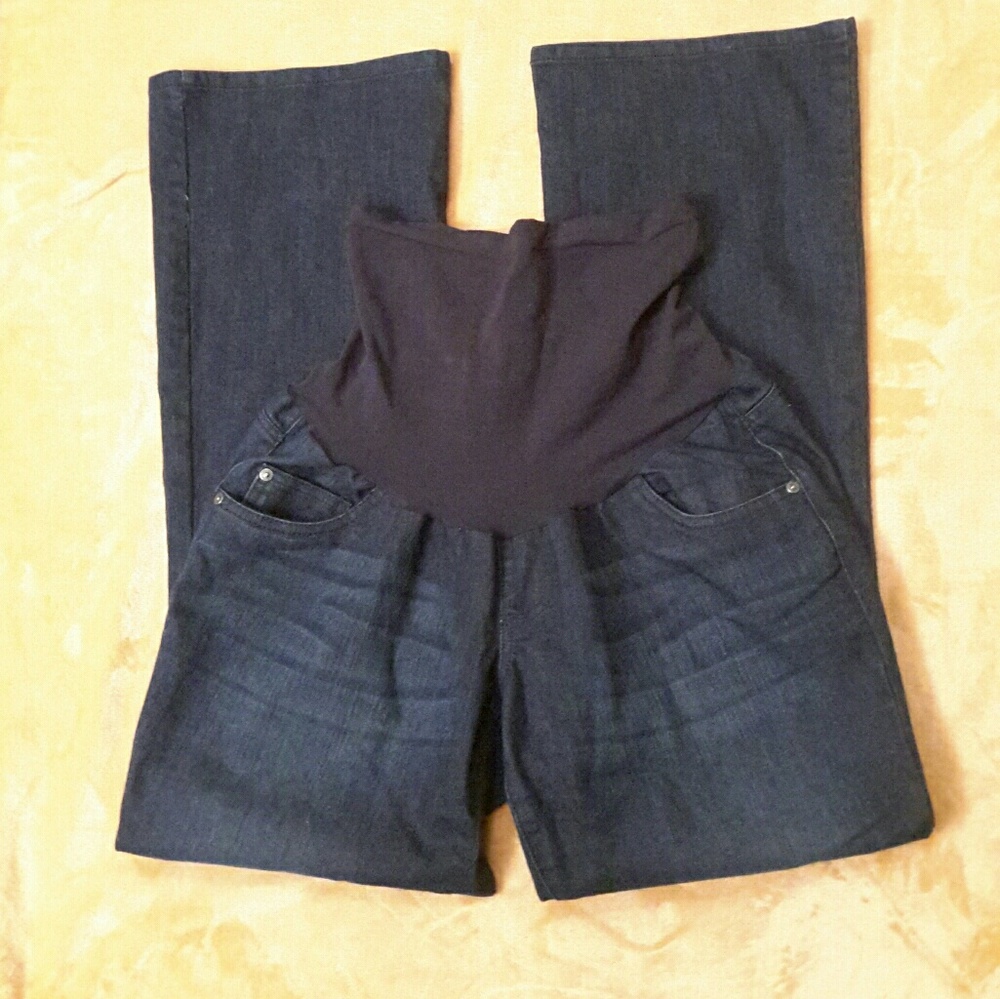 Indigo Blue Maternity Flare Jeans (Dark Wash) K-7